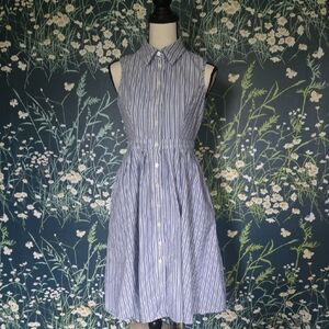 Chic Blue Striped Midi Dress